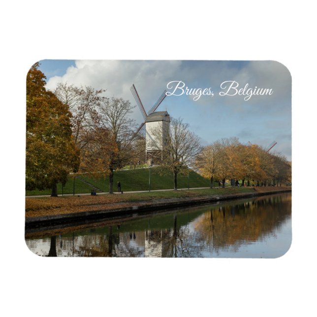 Bruges Windmills Autumn Reflections  Magnet (Horizontal)