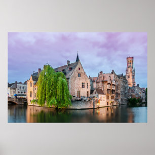 Brügge Altstadt und Belfischer Turm Poster