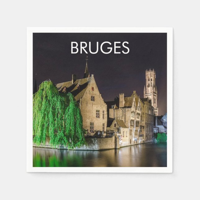 Brügge Altstadt und Belfischer Turm Serviette (Vorderseite)