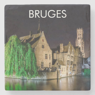 Brügge Altstadt und Belfischer Turm Steinuntersetzer