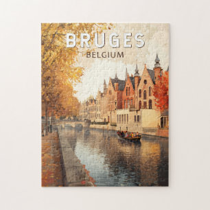 Brügge Belgien Illustration Reise Kunst Vintage