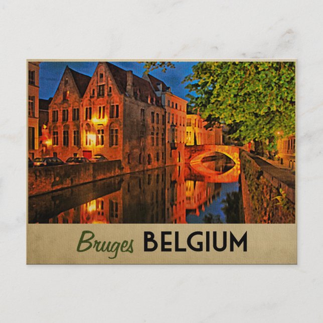 Brügge Belgien nachts Postkarte (Vorderseite)