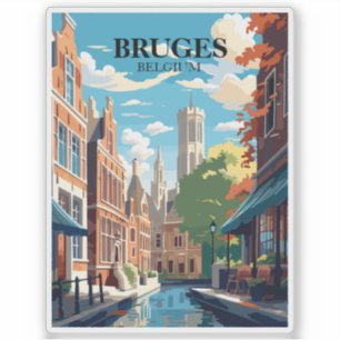 Brügge Belgien Reise Illustration Aufkleber