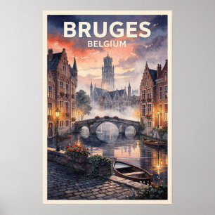 Brügge Belgien Vintage Reise Poster