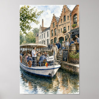 Brügge Kanalfahrt Brauerei Szene Poster