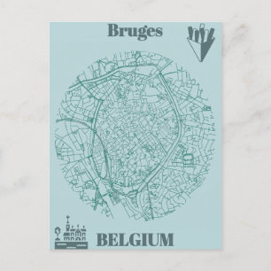 Brügge Map Postkarte