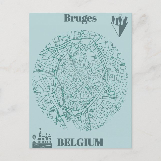 Brügge Map Postkarte (Vorderseite)
