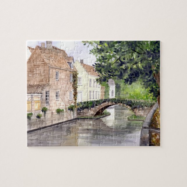 Brügge Wasserfarbenmalerei von Farida Greenfield (Horizontal)