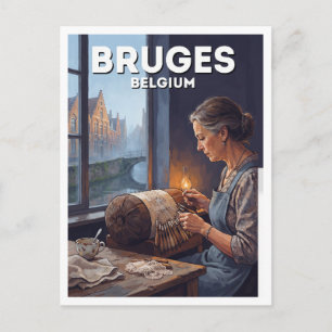 Brügger Kanalspitzenklöpplerin bei Tagesanbruch Be Postkarte
