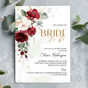 Brugundy Floral Bride zur Einladung