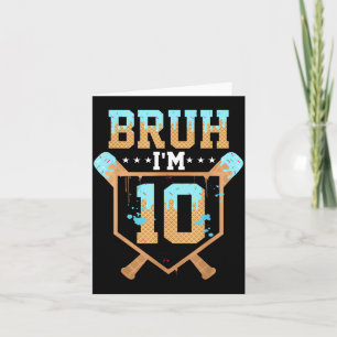 Bruh 10. Geburtstag Junge Baseball Eiscreme Drip 1 Karte