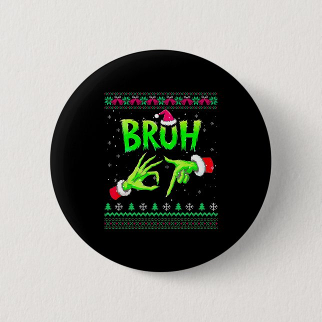 Bruh 67 Christmas Ugly Sweater Six Seven Meme 6 7  Button (Vorderseite)