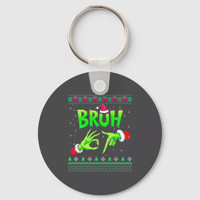 Bruh 67 Christmas Ugly Sweater Six Seven Meme 6 7  Schlüsselanhänger (Vorderseite)