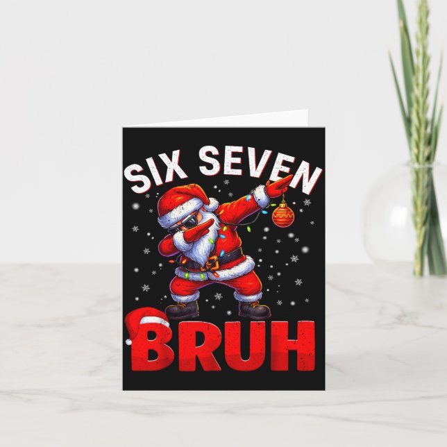 Bruh 67 Dabbing Weihnachtsmann Lustiges Meme Six S Karte (Vorderseite)