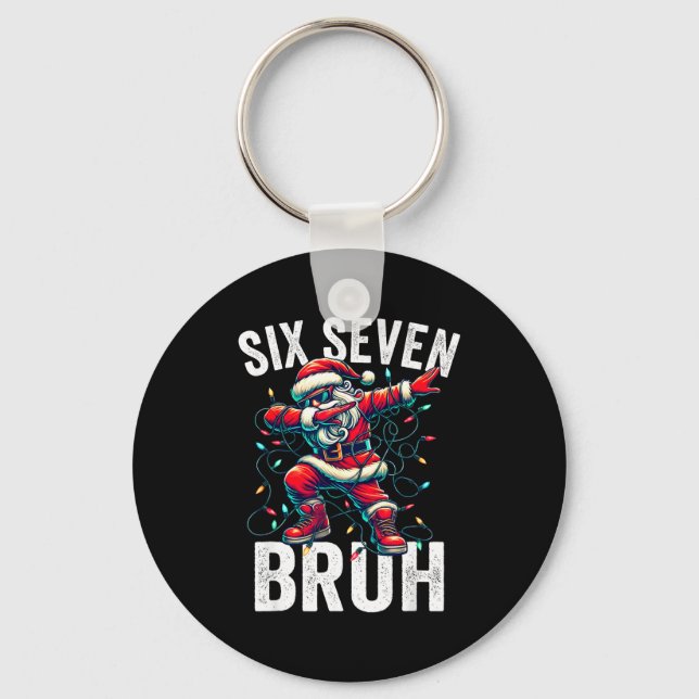 Bruh 67 Six Seven Santa Dabbing Christmas Meme Boy Schlüsselanhänger (Vorderseite)