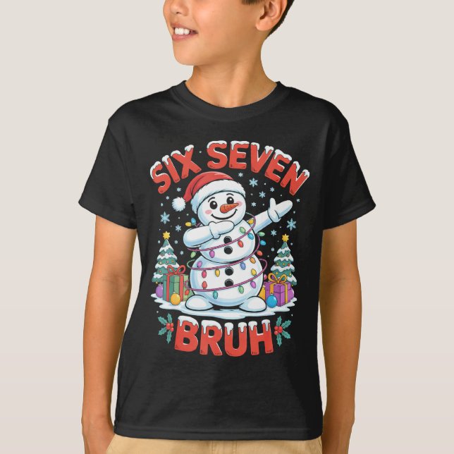 Bruh 67 Six Seven Snowman Dabbing Christmas Shirts (Vorderseite)