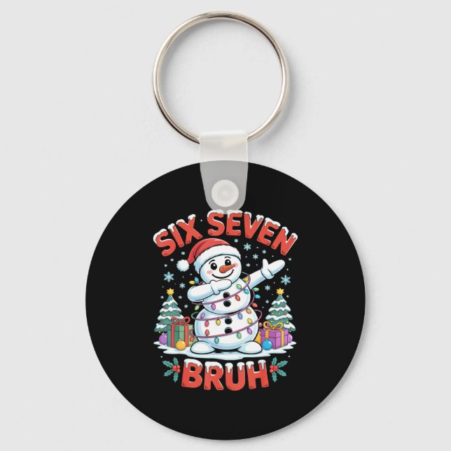 Bruh 67 Six Seven Snowman Dabbing Christmas Shirts Schlüsselanhänger (Vorderseite)