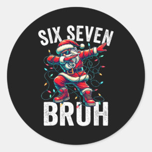 Bruh 67 Six Seven Weihnachtsmann Dabbing Weihnacht Runder Aufkleber