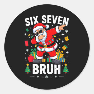 Bruh 67 Six Seven Weihnachtsmann Dabbing Weihnacht Runder Aufkleber