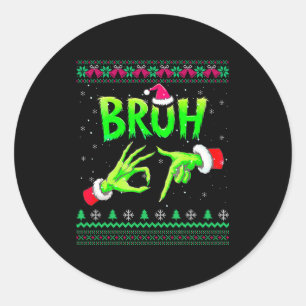 Bruh 67 Weihnachts-Hässlich-Pulli Sechs Sieben Mem Runder Aufkleber