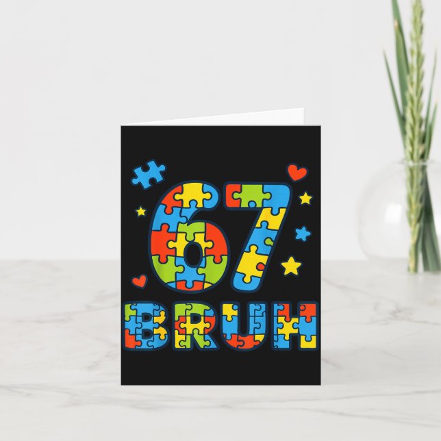 Bruh 6 7 Funny Six Seven Autism Awareness Kids Tea Karte (Vorderseite)