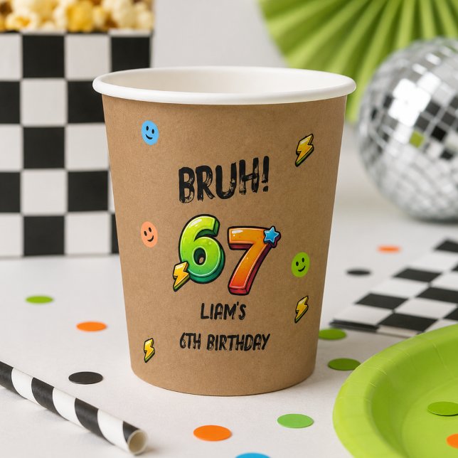 Bruh 6 7 Jungen Geburtstag  Pappbecher (BRUH 6 7 boys birthday party paper cups)