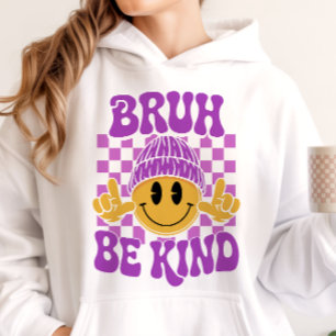 Bruh Be Kind Happy Face Beanie Lila Hoodie