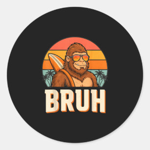 Bruh Bigfoot Meme Grafik Jungen Männer lustig Sasq Runder Aufkleber