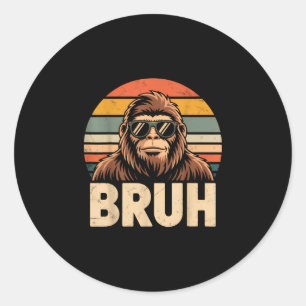 Bruh Bigfoot Meme Grafik Jungen Männer lustig Sasq Runder Aufkleber