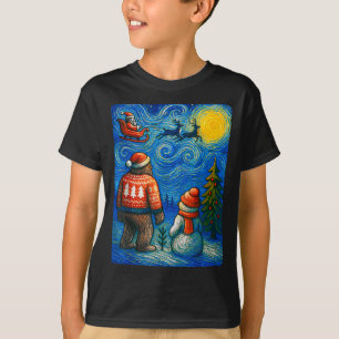 Bruh Bigfoot Schneemann Sternenklare Nacht Weihnac T-Shirt