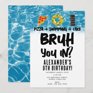 Bruh, bist du da? Junge Teenager Geburtstag Pizza  Einladung