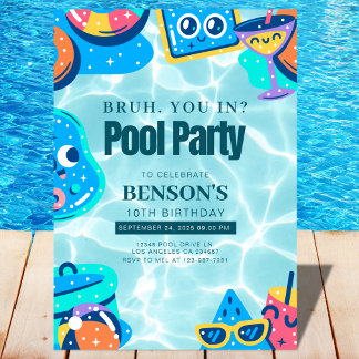 BRUH, bist du da? Schwimmjunge zum Geburtstag Einladung