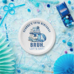 BRUH Blue Pool Party Boy Birthday Pappteller<br><div class="desc">Fun Bruh Cool Blue Pool Party Boys Geburtstag Teller. Matching-Elemente verfügbar.</div>