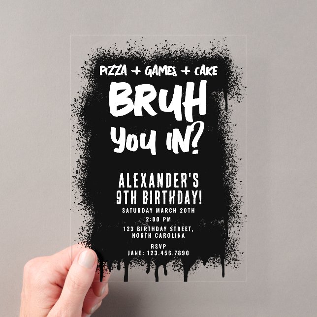 Bruh Boy Black Graffiti Street Art Birthday Acryleinladungen (Insitu (Handheld))