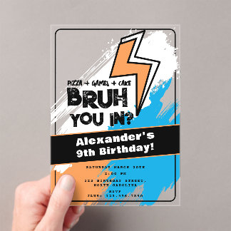 Bruh Boy's Birthday Graffiti Orange Blue Cool Acryleinladungen