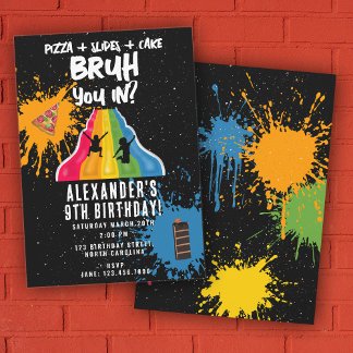 Bruh Boy's Birthday Indoor Slide Park Playground Einladung