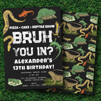 Bruh Boy's Birthday Party Teenager Reptile Show Einladung