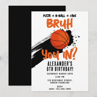 Bruh Boy's Birthday Teen Sports Basketball Game Einladung