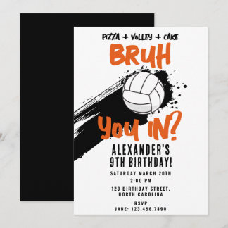 Bruh Boy's Birthday Teen Sports Volleyball Game Einladung