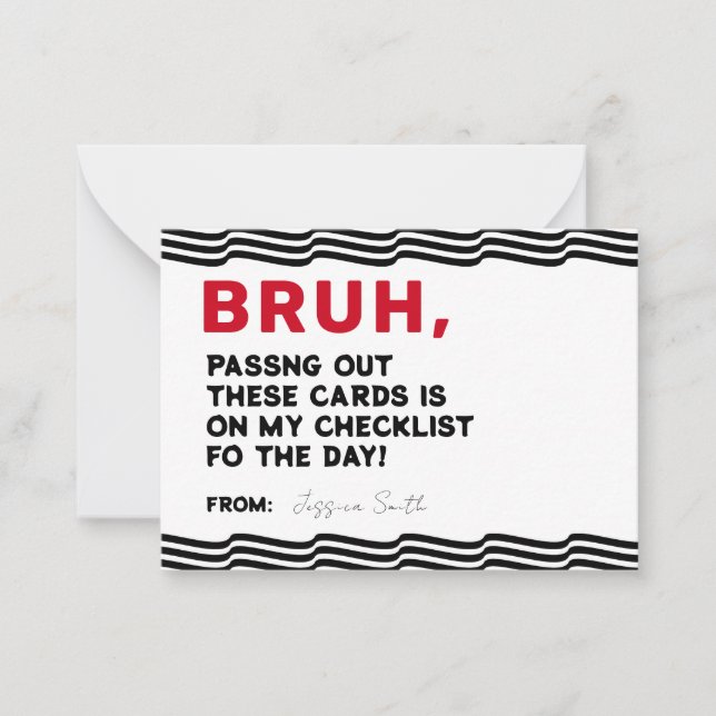 Bruh Boys Valentines Card, Funny Kids Valentines Mitteilungskarte (Vorderseite)