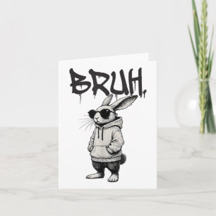 Bruh Bunny Face with Sungles Hip Hop Oaster Men Bo Karte