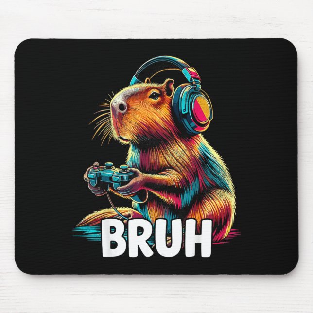 Bruh Capybaras Funny Video Games Capybara  Mousepad (Vorne)