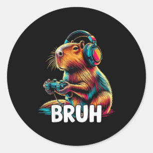 Bruh Capybaras Lustige Videospiele Capybara Runder Aufkleber