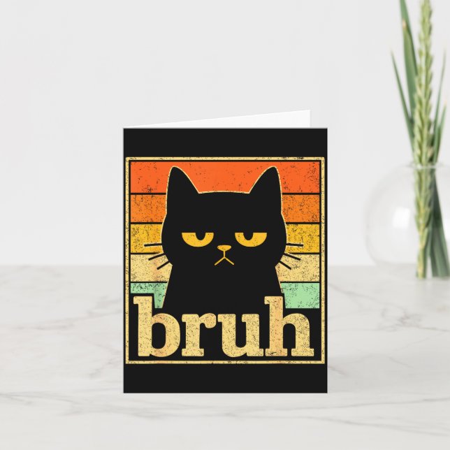 Bruh Cat Meme Graphic – Funny Cat Retro Meme For T Karte (Vorderseite)