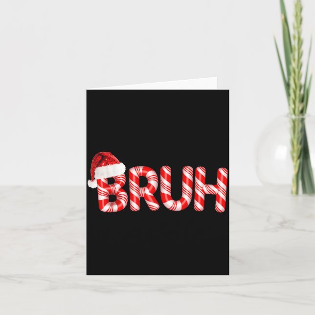 Bruh Christmas Candy Cane Santa Hat Holiday Boy Gi Karte (Vorderseite)