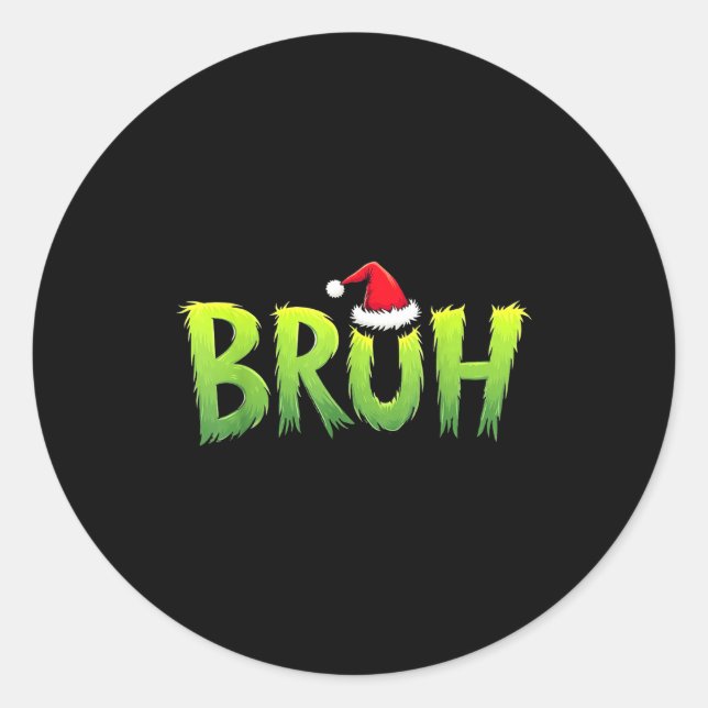 Bruh Christmas Kids Teens Boys Funny Christmas Hum Runder Aufkleber (Vorderseite)
