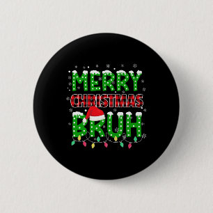Bruh Christmas Red Kariert Teens Boys Kids Xmas Pa Button