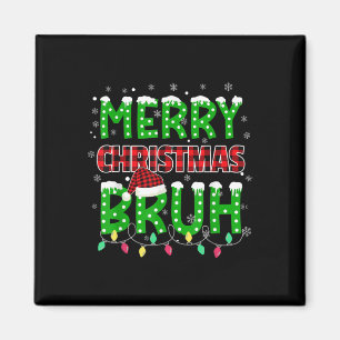 Bruh Christmas Red Kariert Teens Boys Kids Xmas Pa Magnet