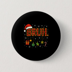 Bruh Christmas Red Kariert Xmas Pajamas Teens Boys Button