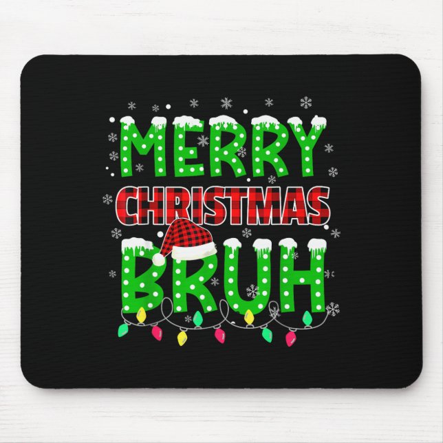 Bruh Christmas Red Plaid Teens Boys Kids Xmas Paja Mousepad (Vorne)